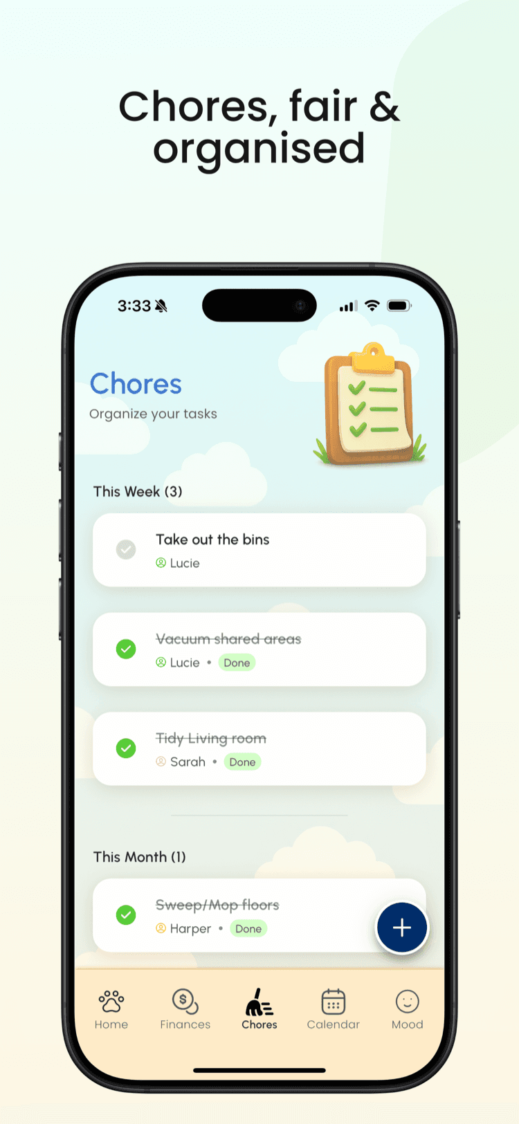 Roomiz chores screen